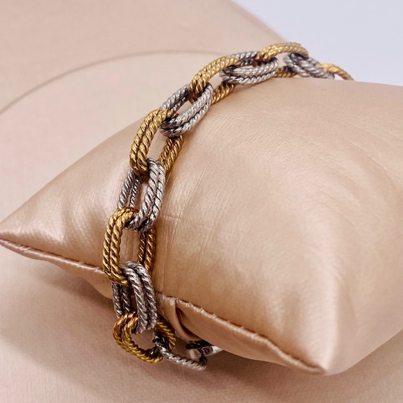 EUC Silver & Gold Plated Double Link Bracelet - Picture 6 of 16